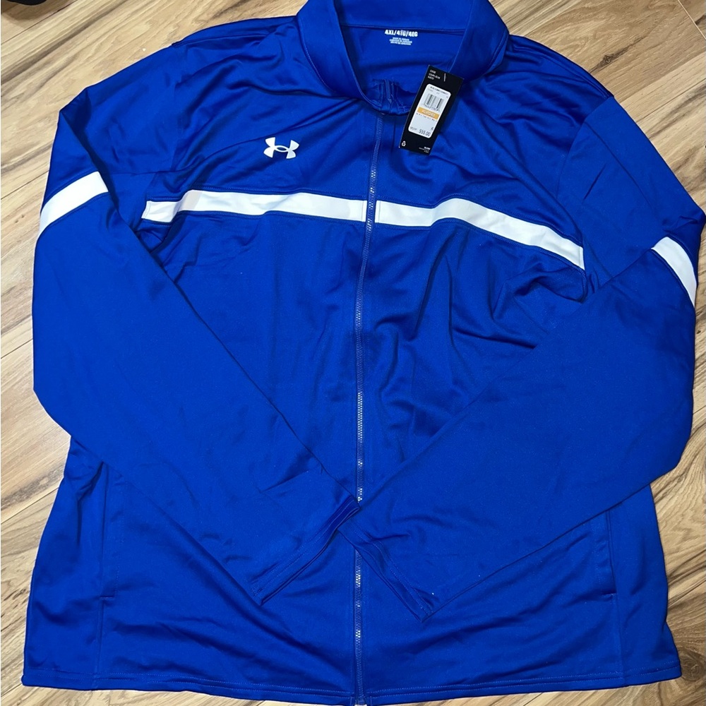 Under Armour Blue Full-Zip Windbreaker with White Stripe